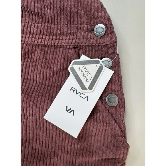 RVCA NWT Womens Corduroy Dungarees Overalls Wine Sz 30 Workwear Outdoor GORPCORE - Picture 7 of 16